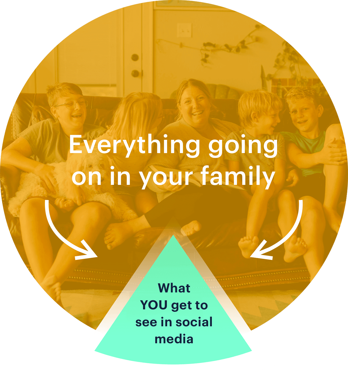 Pie chart illustrating that you only see a small part of what happens in your family